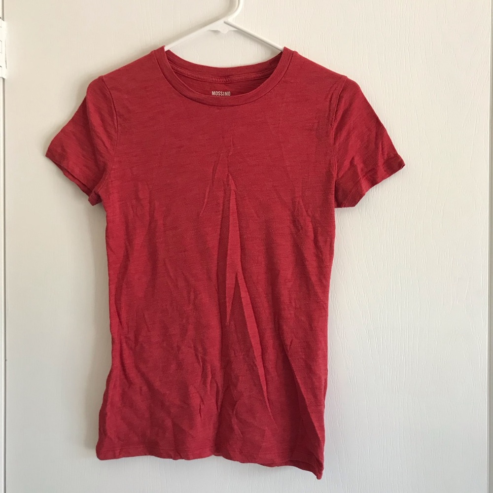 Red Colored Scoop Neck Tee